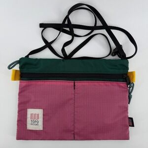 Topo Designs Crossbody Bag Small Pink Green Yellow Colorblock Pack USA Made Gorp
